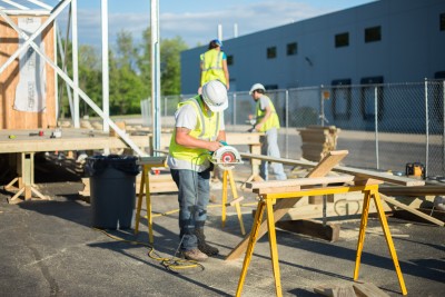 Construction team members working at the site